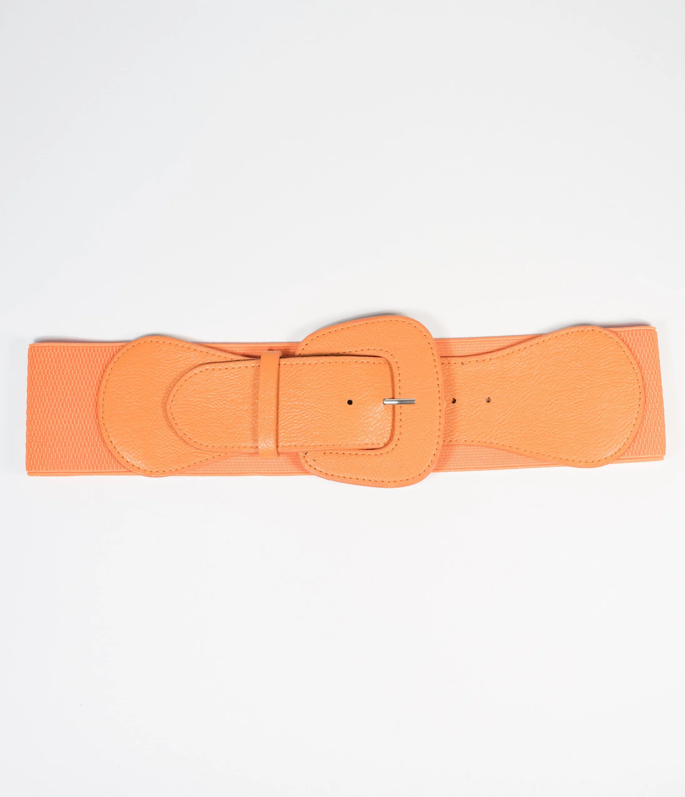 Retro Style Orange Leatherette Elastic Cinch Belt