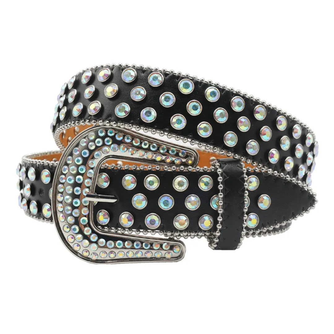 Rhinestone Studded Belts for Women - High-Quality PU Construction