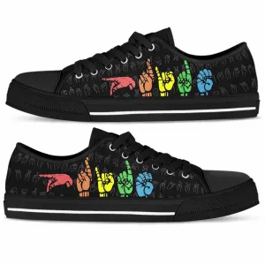 Sign Language Hands Lgbt Pride Low Top Shoes, Teacher Shoes, Low Top Sneakers