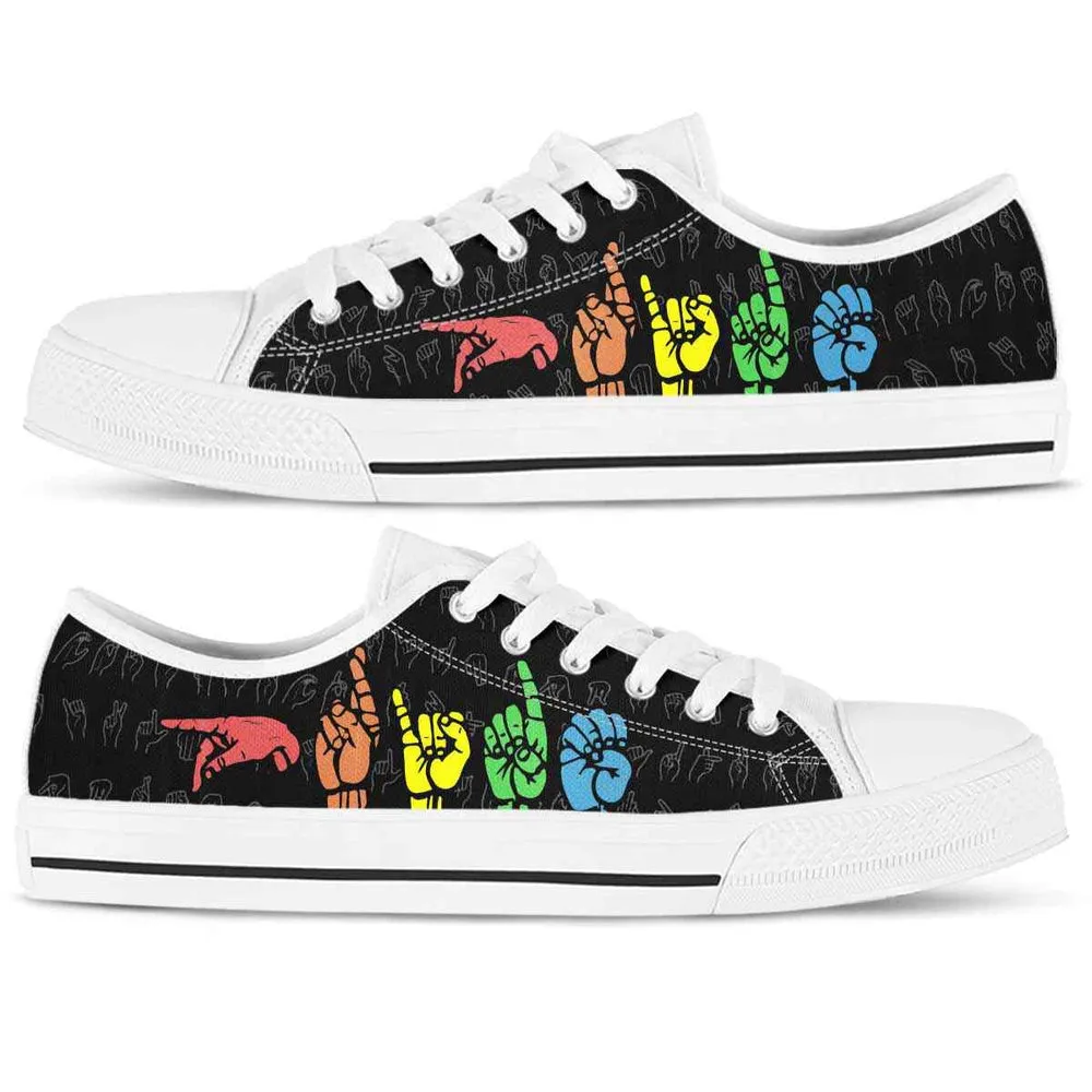 Sign Language Hands Lgbt Pride Low Top Shoes, Teacher Shoes, Low Top Sneakers