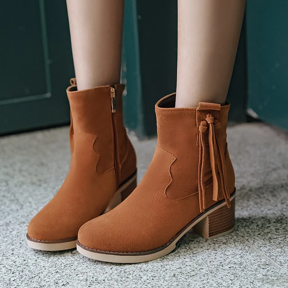 Square Heels Ankle Boots Female