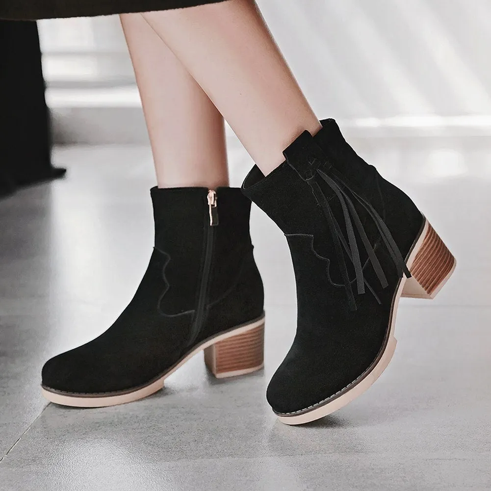 Square Heels Ankle Boots Female