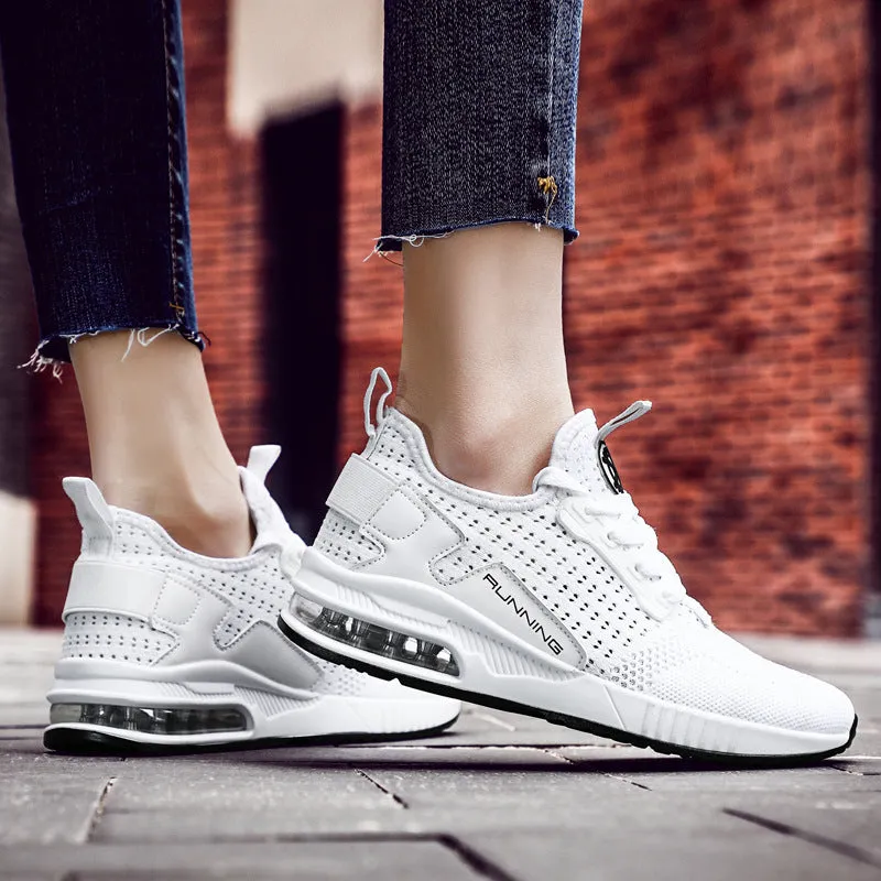 Summer Women's Running Shoes Korean Fashion Couple Flying Woven Air Cushion Sneakers