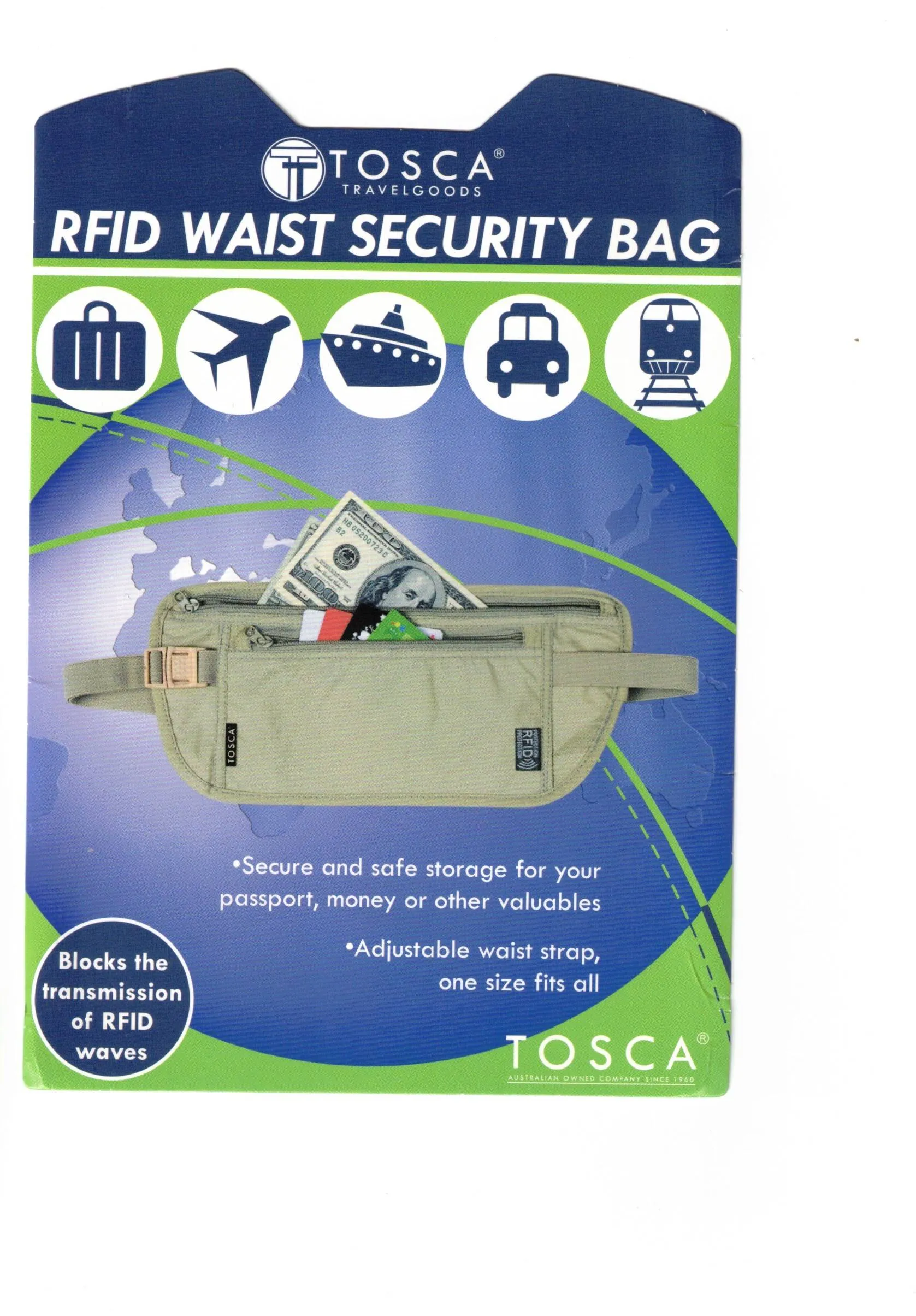 TOSCA RFID WAIST SECURITY BAG