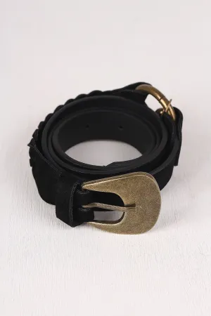 Vegan Suede Braided Detail Belt