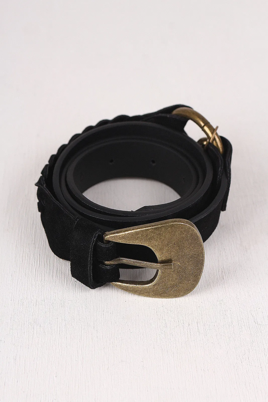 Vegan Suede Braided Detail Belt