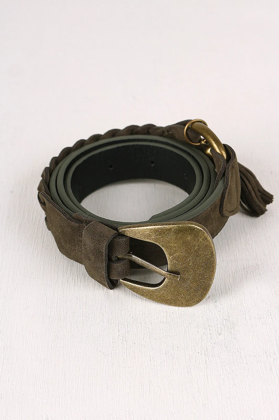 Vegan Suede Braided Detail Belt