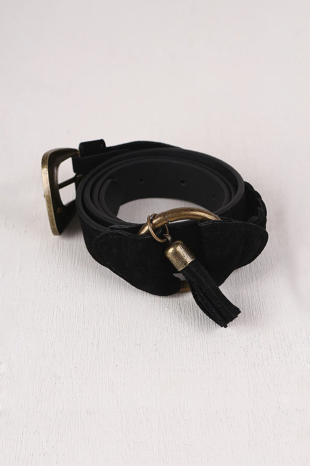 Vegan Suede Braided Detail Belt