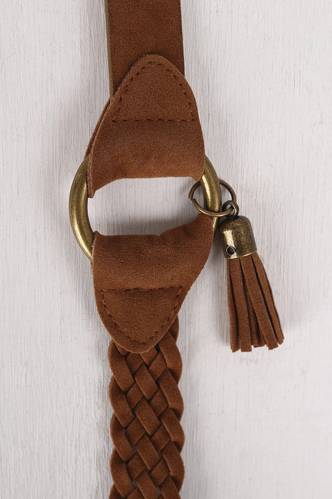 Vegan Suede Braided Detail Belt