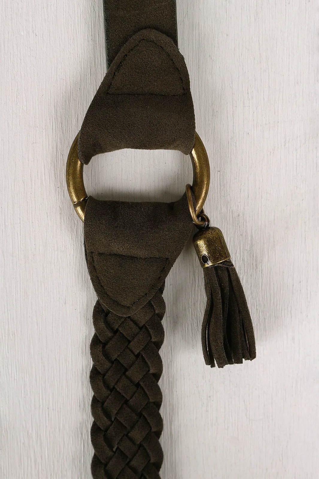 Vegan Suede Braided Detail Belt