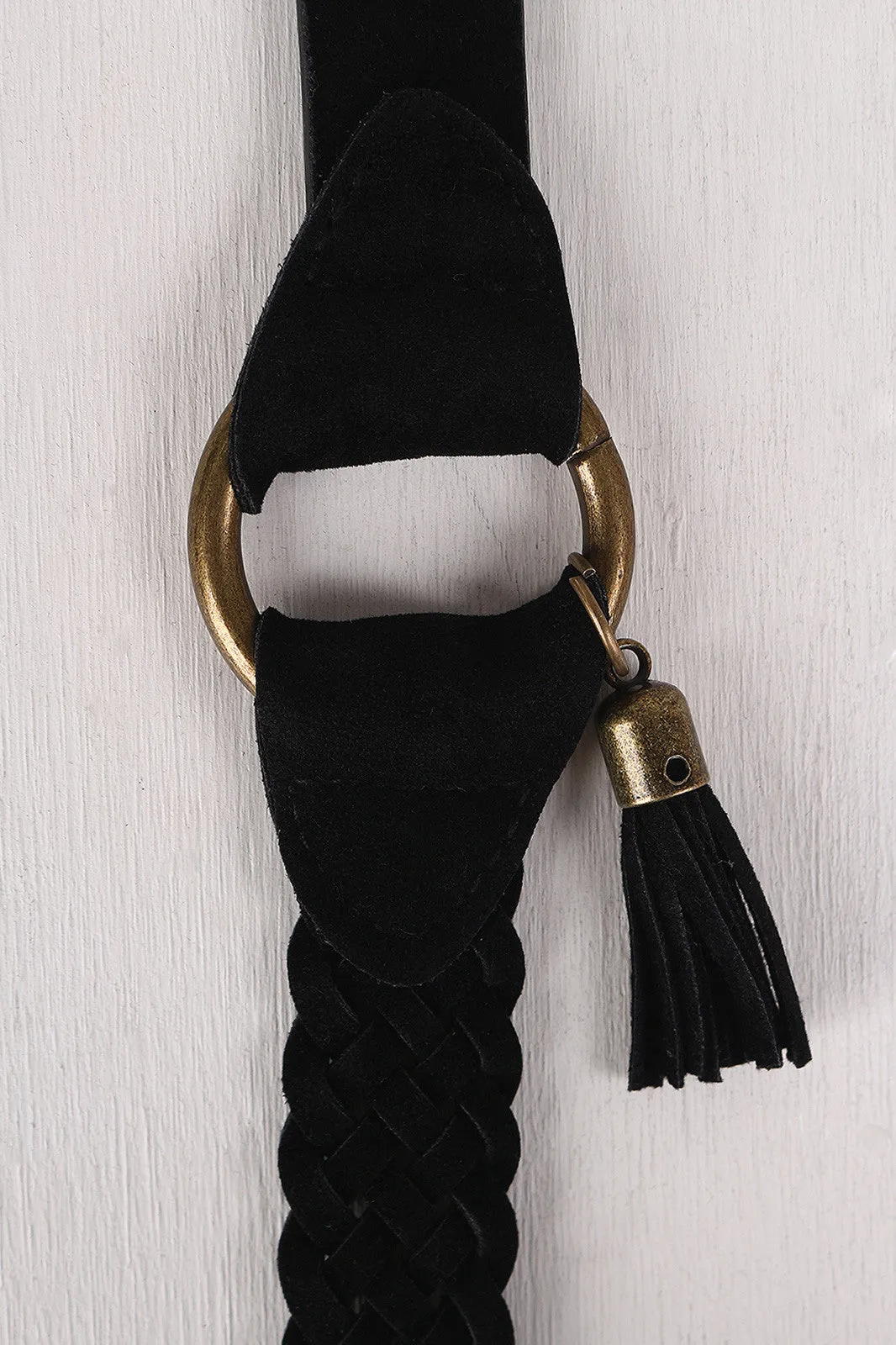 Vegan Suede Braided Detail Belt