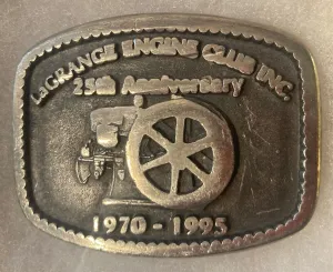 Vintage 1995 Metal Belt Buckle, LaGrange Engine Club, Nice Western Design, 3" x 2 1/4", Heavy Duty, Quality, Thick Metal, Made in USA