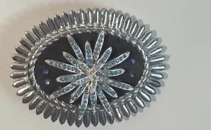 Vintage Metal Belt Buckle, Beaded Flower Belt,  Heavy Duty, Quality, Made in USA, For Belts, Fashion