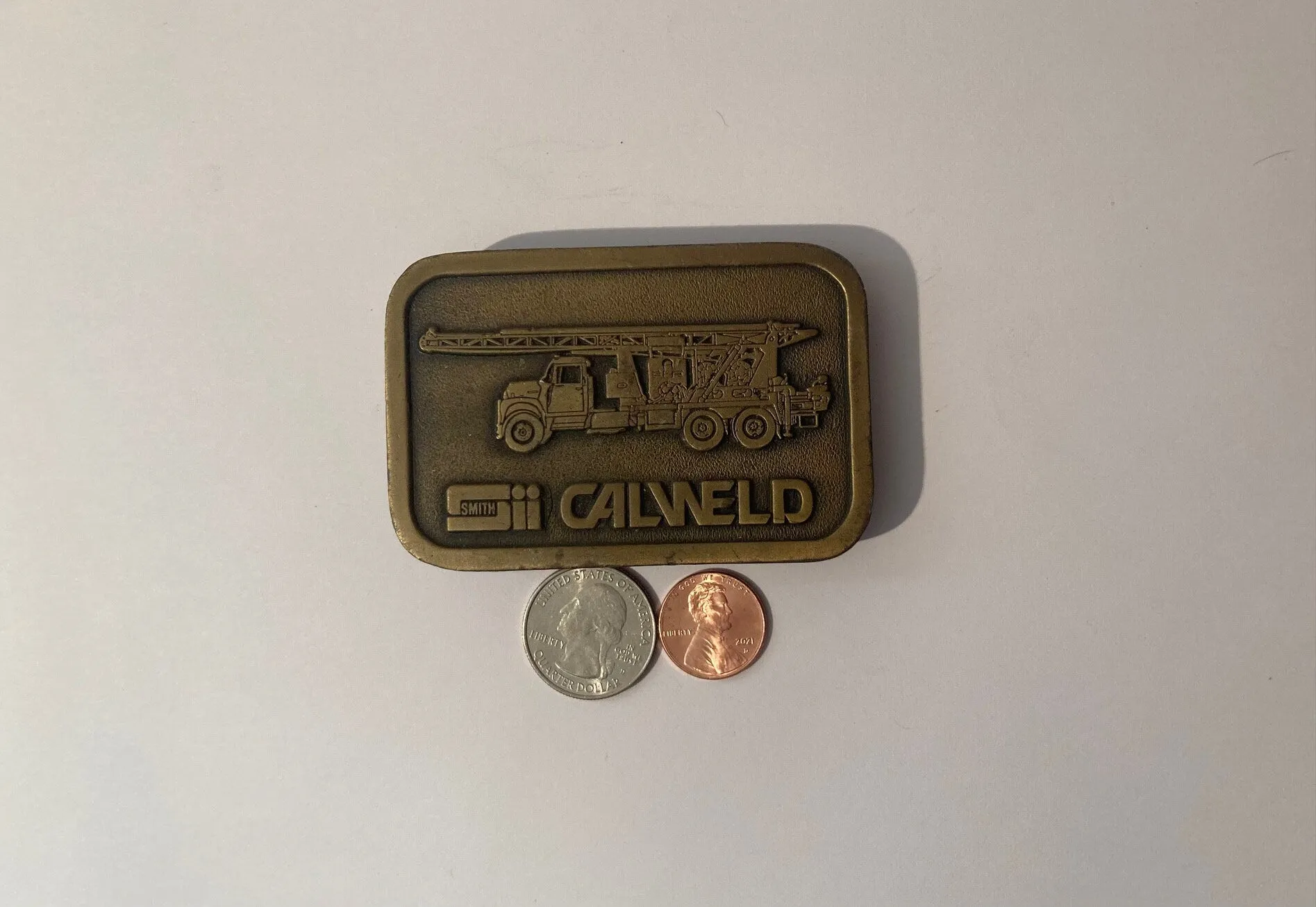 Vintage Metal Belt Buckle, Calweld, Construction Equipment, Smith Industries, Made in USA, Quality, Really Thick Metal, Heavy Duty, Fashion