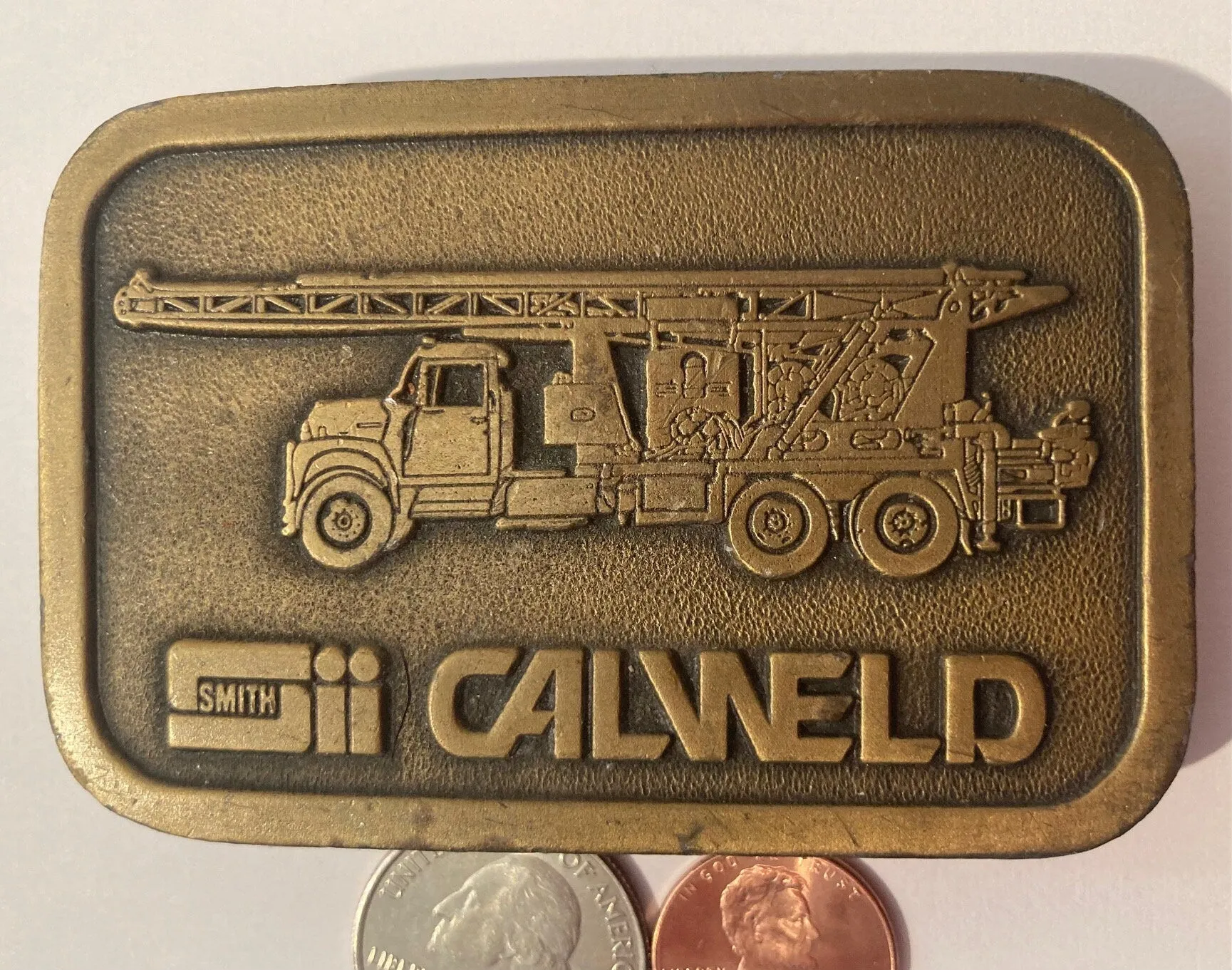 Vintage Metal Belt Buckle, Calweld, Construction Equipment, Smith Industries, Made in USA, Quality, Really Thick Metal, Heavy Duty, Fashion